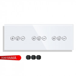 Panou întrerupător dimmer+dimmer+dimer (Variator tensiune) din sticla M1