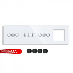 Panou întrerupător dimmer+perdele/jaluzele+dimmer+rama priză din sticlă M1 - Img 1