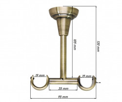 Galerie dubla cilindru negru prindere tavan 19 mm inox - Img 3