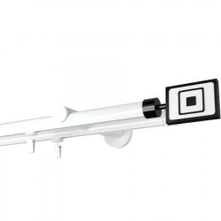 Galerie dubla teava profil FORMA PICIOR UNIVERSAL ,prindere perete 19/19 ALB NEGRU - Img 1