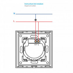 Intrerupator simplu cu touch din sticla si rama de aluminiu negru - Img 3