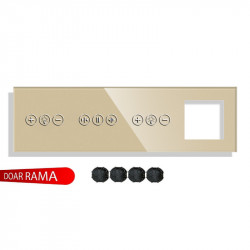 Panou întrerupător dimmer+perdele/jaluzele+dimmer+rama priză din sticlă M1 - Img 3
