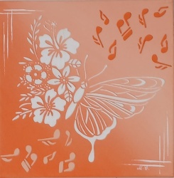 Tablou decorativ în relief 30cmx30cm "Armonie muzicală"– design modern 3D, realizat manual - somon