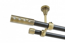 Galerie dubla allure fara inele prindere tavan 19/19 mm negru aur antic - Img 1