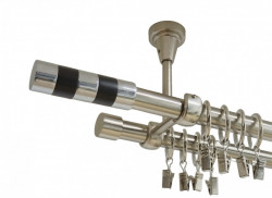 Galerie dubla cilindru negru prindere tavan 19 mm inox - Img 1