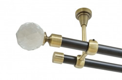 Galerie dubla kula crystal fara inele prindere tavan 19/19 mm negru aur antic