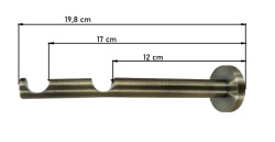 Galerie dubla picior universal fara inele prindere perete kula lux 19/19 mm aur antic - Img 3