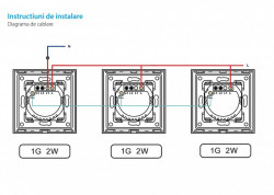 Intrerupator simplu cap scara / cruce cu touch din sticla si rama de aluminiu auriu - Img 2