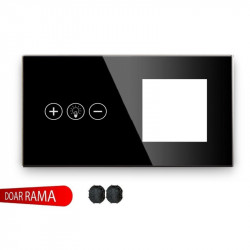 Panou întrerupător dimmer (Variator tensiune) WiFi+ramă priză din sticlă M1 - Img 1