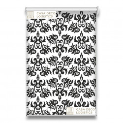 Roletă textilă Royal 5015 alb-negru cu model ornamental baroque