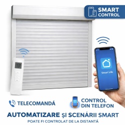 Rulou Exterior Aluminiu Alb cu Motor, Telecomandă și Control din Telefon
