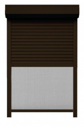 Rulou Exterior Aluminiu Maro Închis cu Plasă Insecte – Acționare Manuală