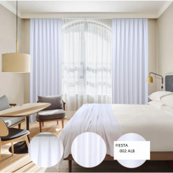 Set complet pentru fereastra BLACKOUT DRAPERIE Red FIESTA SATEN 02 ALB+ PERDEA VOAL508 - Img 1