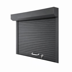 Usa de garaj rulou aluminiu antracit lamela 55 mm cu actionare manuala maner si incuietoare cu cheie