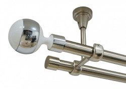 Galerie dubla kula alb fara inele prindere tavan 19/19 mm inox - Img 1