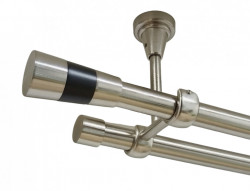Galerie dubla valeo negru fara inele prindere tavan 19/19 mm inox
