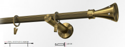 Galerie simpla picior universal striat CARTER 19 mm - aur antic - Img 1