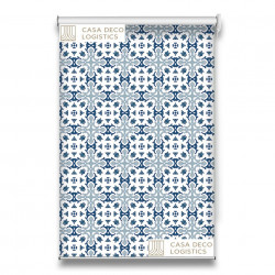 Roletă textilă Royal 5012 alb cu model ornamental albastru