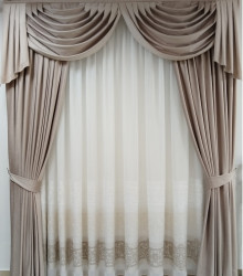 Set complet draperie catifea cu perdea selena02 si mantovane cu cravata - Img 2