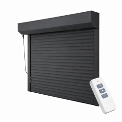 Usa de garaj tip rulou aluminiu lamela 55 mm cu motor si telecomanda gri antracit