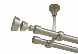 Galerie dubla afina fara inele prindere tavan 19/19 mm crom mat - Img 1