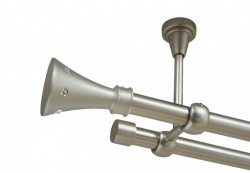 Galerie dubla carter fara inele prindere tavan 19/19 mm crom mat