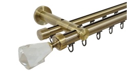 Galerie dublă Crystal Cone 25/19 mm aur antic – țeavă profil, prindere perete