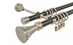 Galerie dubla duo carter 19 mm negru inox