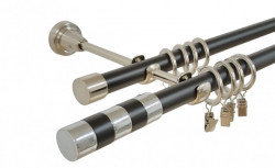 Galerie dubla duo cilindru negru 19 mm negru inox