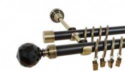 Galerie dubla duo KULA CRYSTAL NEGRU 19/19 mm negru aur antic - Img 1