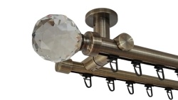 Galerie dublă KULA Cristal 25/19 mm aur antic – țeavă profil, prindere tavan