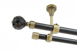 Galerie dubla kula crystal negru fara inele prindere tavan 19/19 mm negru aur antic - Img 1
