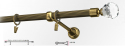 Galerie simpla striat KULA CRYSTAL 19 mm - aur antic - Img 1