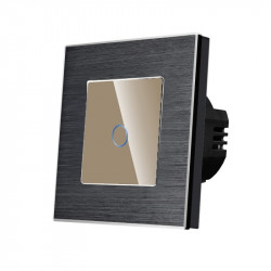 Intrerupator simplu cu touch din sticla si rama de aluminiu negru - Img 5