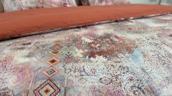 Detaliu lenjerie pat bumbac imprimare digitala Dusty Kilim