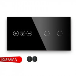 Panou întrerupător dimmer (Variator tensiune) WiFi+dublu din sticlă M1 - Img 1