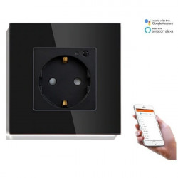Priza WiFi 220V compatibil cu Google Home si Amazon Alexa negru