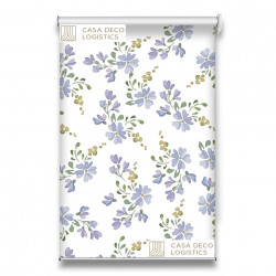 Roletă textilă Floral 8000 albă cu flori mov pastel