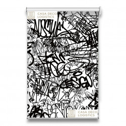 Roletă textilă Urban 4019 cu model abstract alb-negru