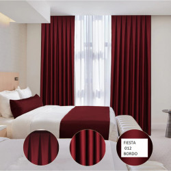 Set complet pentru fereastra BLACKOUT DRAPERIE Red FIESTA SATEN 012 BORDO + PERDEA VOAL508 - Img 1
