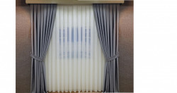 Set complet pentru fereastra DRAPERIE Red RIO SATEN GRIDESCHIS 024+ PERDEA VOAL508 - Img 1