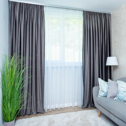 Set complet pentru fereastra DRAPERIE soft V44 gri inchis+ PERDEA 1008 - Img 4
