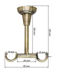 Galerie dubla capacel fara inele prindere tavan 19/19 mm crom mat - Img 2