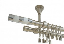 Galerie dubla cilindru alb prindere tavan 19 mm inox