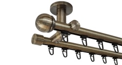 Galerie dublă TODI MAX 19/19 mm aur antic – țeavă profil cu canal, prindere tavan