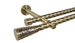 Galerie dubla twist picior universal fara inele prindere perete sevilla 19/19 mm aur antic - Img 1