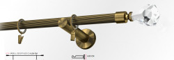 Galerie simpla picior universal striat CRISTAL 19 mm - aur antic - Img 1