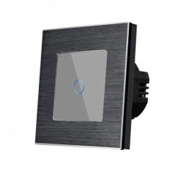 Intrerupator simplu cu touch din sticla si rama de aluminiu negru - Img 6