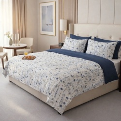 Set lenjerie pat Cotton Pro floral albastru