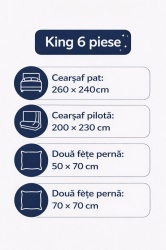 Lenjerie pat dimensiuni king 6 piese bumbac set complet